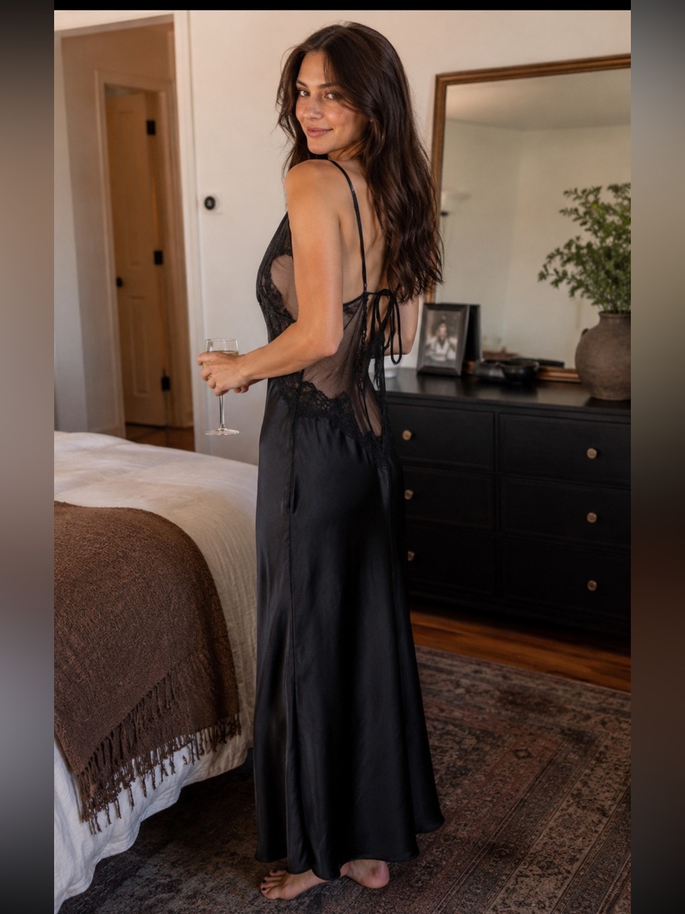 Victoria Secret nightgown - M Black Slip Dress